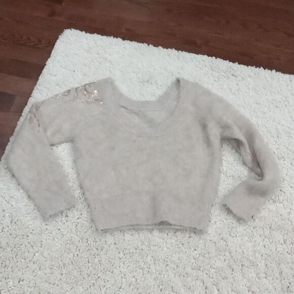 WHBM Sequin Embellished Tan Boat Neck Sweater style 570380544. Size XS NWT - Picture 5 of 5